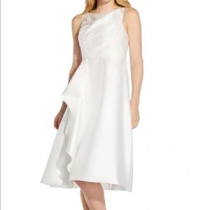 ADRIANNA PAPELL Embellished Zippered Sleeveless Boat Neck Midi A-Line Dress